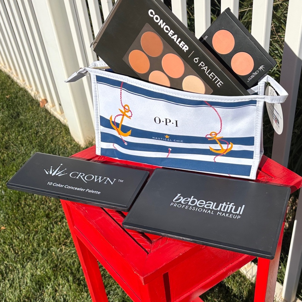 Crown Crème Concealer NIB, BeBeautiful Pressed Contour NIB & Zip Pouch New
